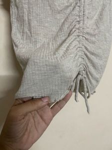 Ruched Drawstring V-Neck Top