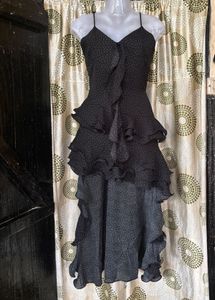 Chic Black Polka Dot Ruffle Dress