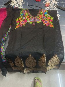 Elegant Black Embroidered Kurta Set
