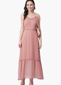 Carlton London Peach A-Line Maxi Dress