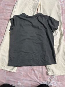 combo of High Waisted Wide Leg Jeans &amp; Graphic Tee