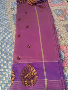 Elegant Purple Embroidered Saree
