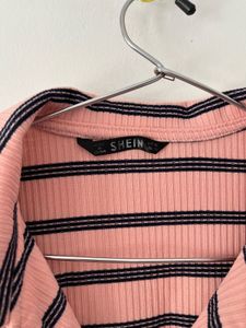 Striped Cropped Polo Shirt