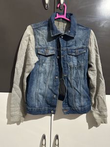 Denim Jacket with Grey Sleeves