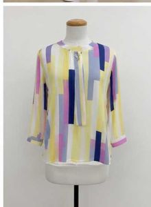 Pastel Striped Quarter Sleeve Chiffon Top