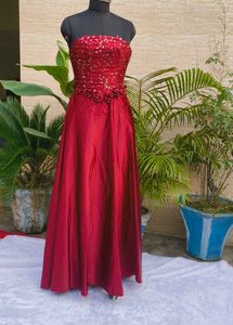Elegant Maroon Embellished Gown