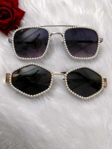 Pearl Embellished Sunglasses Set