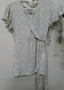 Chic Polka Dot Wrap top