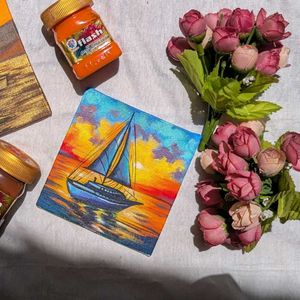 Mini Boat Seascape Painting