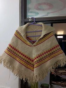 Vintage Striped Knit Poncho