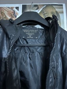 Men's Faux Leather Hooded Jacket