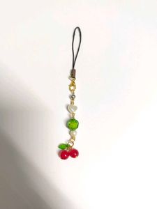 Cute Cherry Beaded Phone Charm