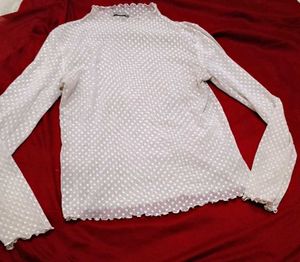 Sheer White Mock Neck Top