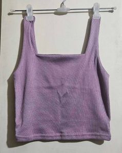 Lilac Square Neck Ribbed Tank Top