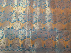 Exquisite Teal &amp; Gold Brocade Saree
