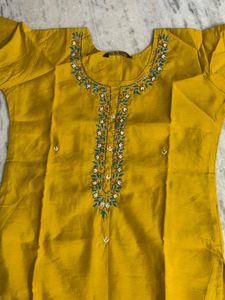 Yellow Embroidered Kurta