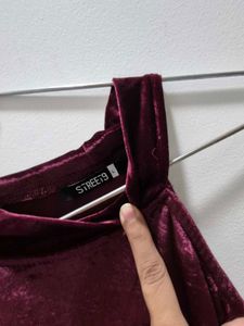 Velvet Cutout One-Sleeve Dress