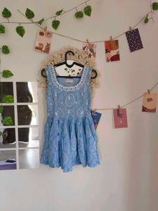 Blue Printed Sharara Set