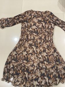 Pleated Floral Print Dress