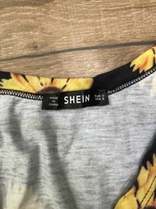 Sunflower Print Ruched Crop Top