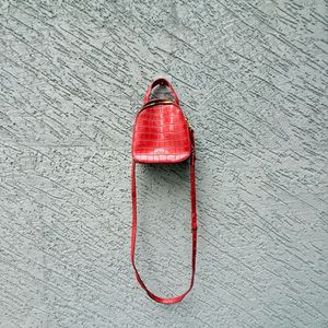 Red Croc Embossed Crossbody Bag