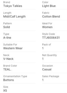 Woman A-Line light blue dress