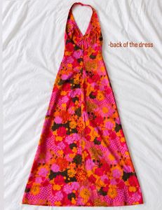 Vibrant Floral Halter Maxi Dress