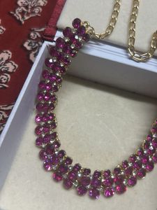 Elegant Magenta &amp; Crystal Necklace