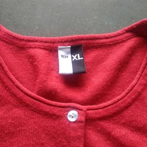 Cozy Red Button-Up Cardigan