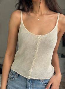 Cream Button-Up Knit Cami Top