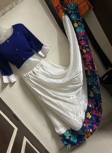 Elegant Blue &amp; White Lehenga Choli Set