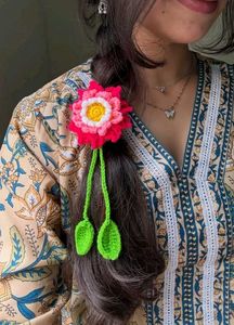 Crochet Lotus Flower Hair Tie 🪷