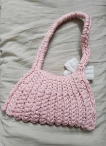 🎀Coquette Pink Crochet Handbag with Bow 🌸✨️