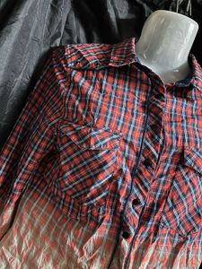 Stylish Plaid Dip-Dye Shirt