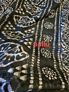 Black &amp; White Batik Linen Saree