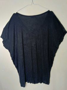 Women's Black Embellished Neck Top