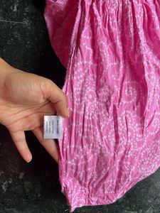 Bright Pink Bandhani Print Kurta
