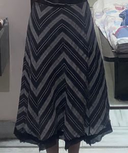 Chevron Print Flared Skirt