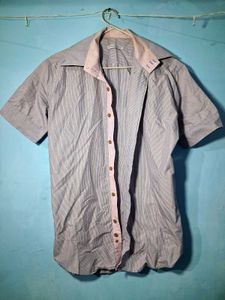 Men's Blue Gingham Short Sleeve Shirt