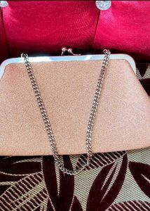 Sparkly Gold Clutch Bag with Chain
