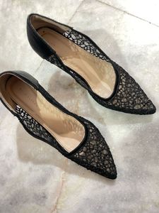 Elegant Black Lace Heels