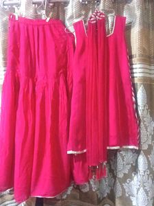 Pink Kurta Set with Sharara and Dupatta