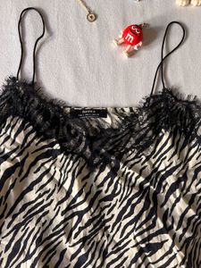 Bershka Laced Animal Print Strappy Top