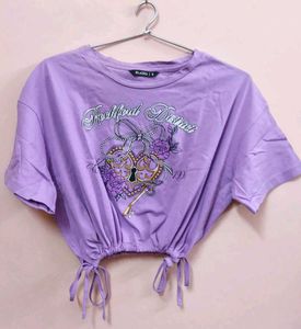 Zudio Lilac Side-Tie Crop Top (Size S) ✨