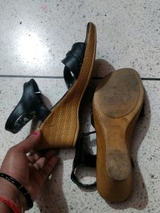 Black Embellished Sandals - Size 7