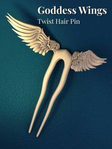 Goddess Wings Twist Hair Pin 3d printed