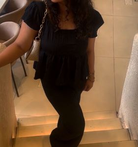 2 in one with korean bow Chic Black top