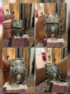 Exquisite Silver &amp; Pearl Cuff Bracelet