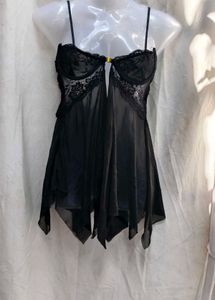 I. Lace Trim Babydoll Nightgown