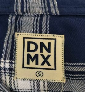 👕 DNMX Navy Blue &amp; White Plaid Shirt